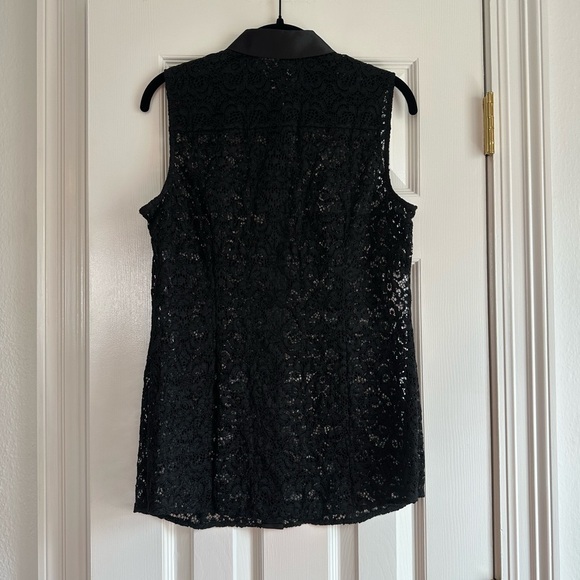 Anne Klein Women’s Black Corded Lace Button Up Blouse Size 8 perfect condition - Picture 4 of 7